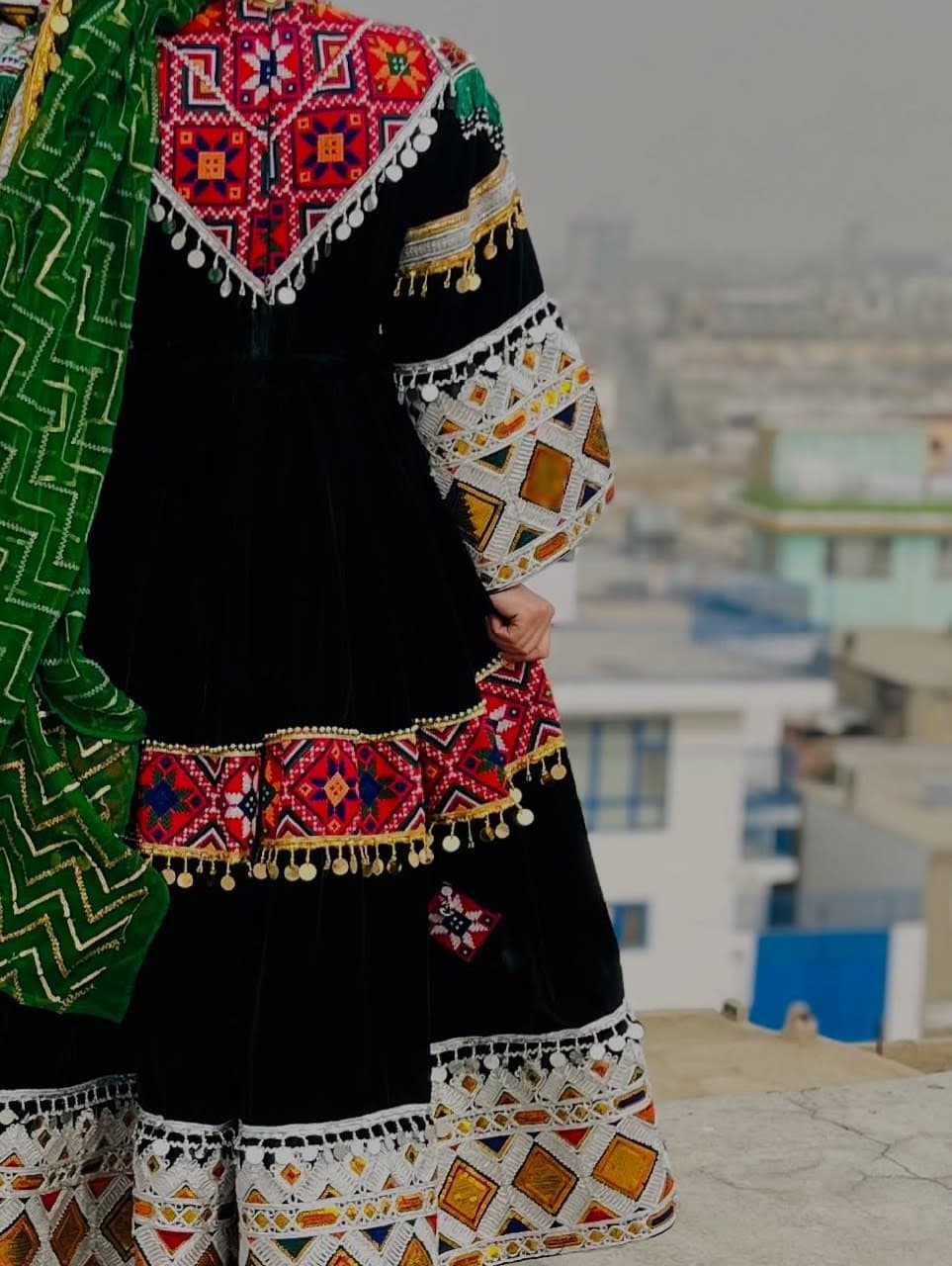 Black Afghan Kuchi Dress — handmade Afghan dress