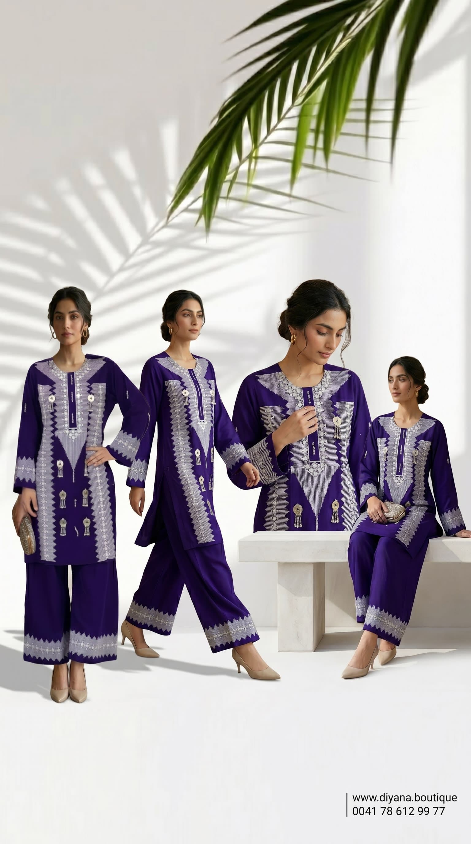 Hazaragi Afghan Dress Set | White Embroidery & Coin Decoration | 2-Piece — handmade Afghan dress