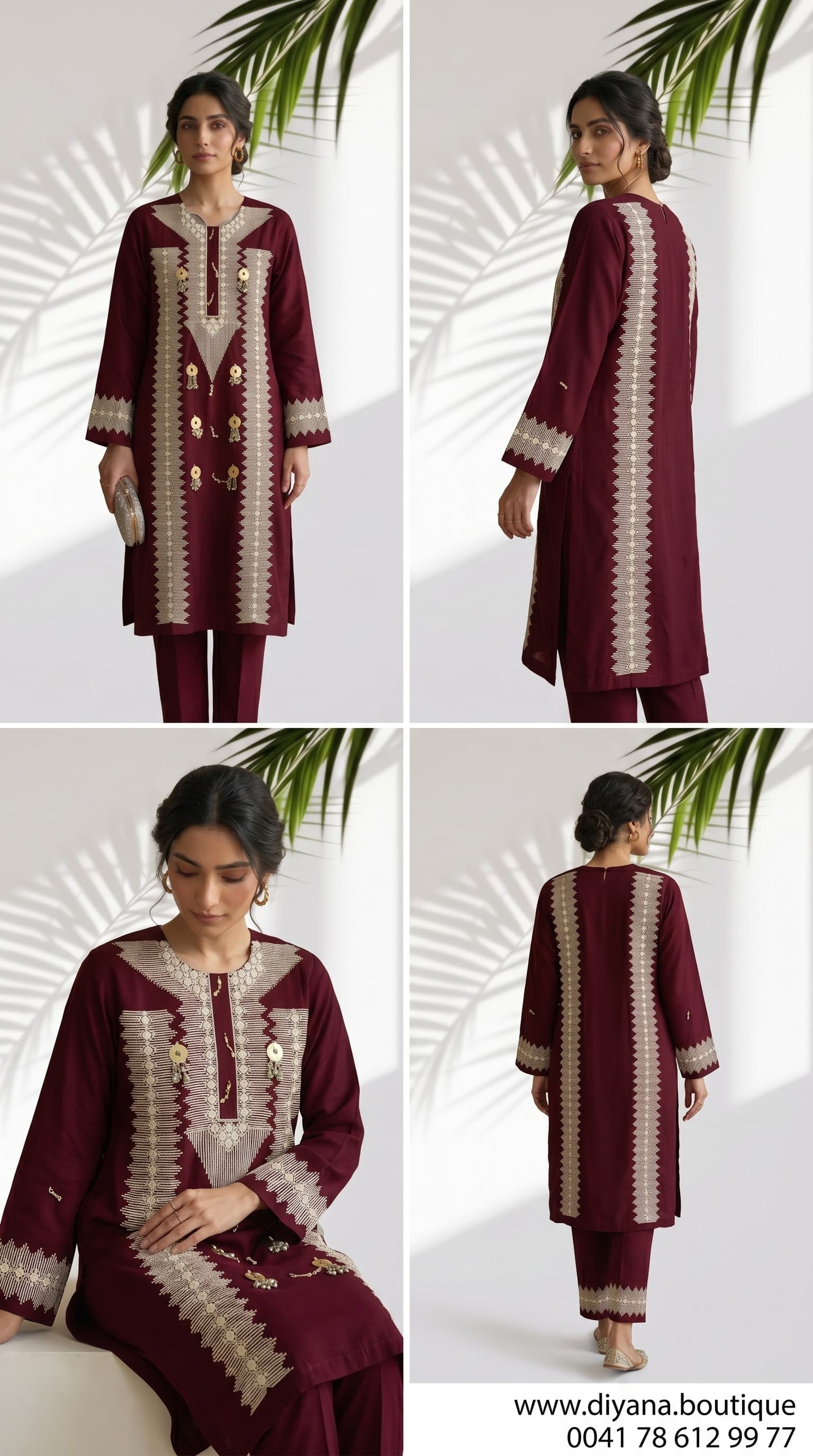 Hazaragi Afghan Dress Set | Traditional Embroidery & Coin Detail | 2-Piece | Multiple Colors — handmade Afghan dress