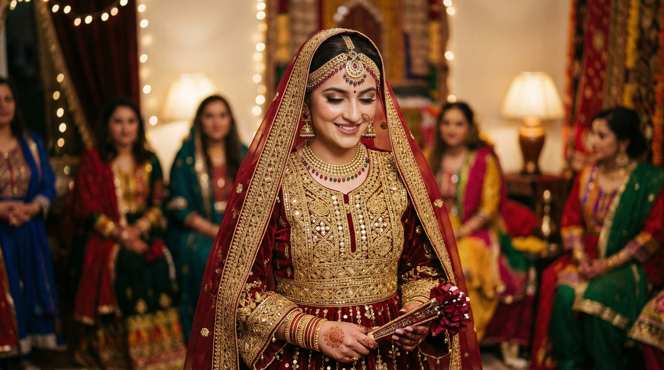 Detail of hand-embroidered Afghan wedding dress — zardozi goldwork