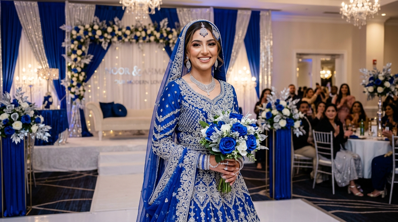 Wedding guests in traditional Afghan dresses — jewel tones and embroidery